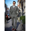 3 Pieces Suit - Formal Men's 3 Piece Suit Herringbone Tweed Peak Lapel Tuxedos (Blazer+vest+Pants)