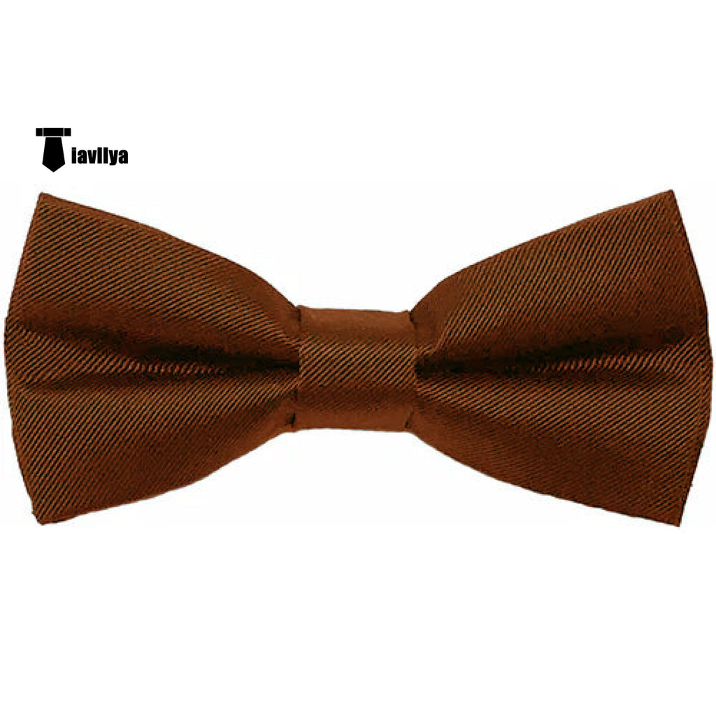 Men’s Modern Fit Classic Solid Color Bow Tie Light Brown Accessories