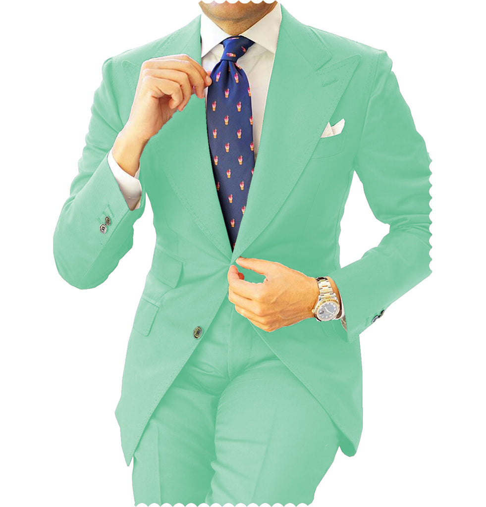 2 Pieces Suit - Fashion 2 Pieces Mens Suit Flat Peak Lapel Tuxedos For Wedding (Blazer+Pants)