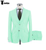 Fashion Men’s 3 Pieces Flat Peak Lapel Tuxedos For Wedding (Blazer + Vest + Pants) Xs / Mint