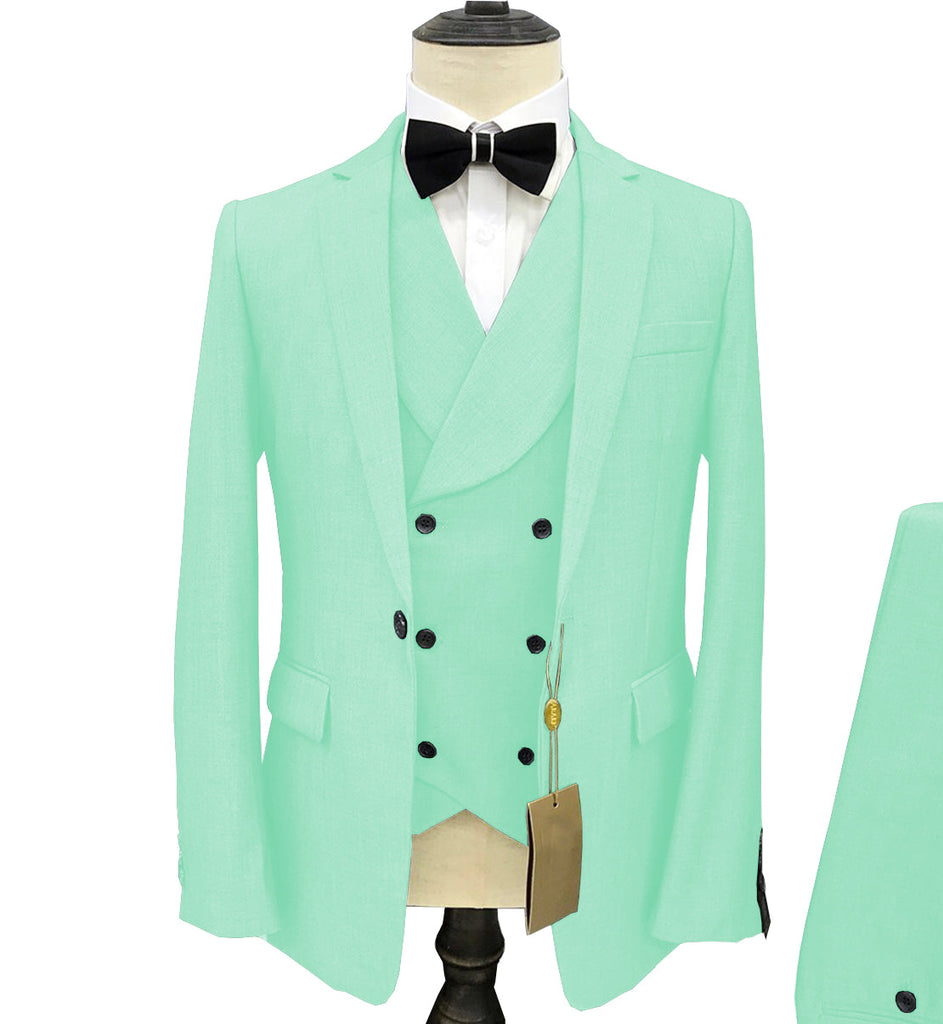 3 Pieces Suit - Fashion 3 Pieces Mens Suit Notch Lapel Tuxedos For Wedding (Blazer+vest+Pants)