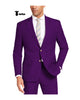 Casual Men’s 2 Pieces Suit Notch Lapel Linen For Wedding (Blazer + Pants) Xs / Purple Pieces Suit