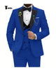 Fashion Men’s 3 Pieces Classic Flat Peak Lapel Tuxedos For Wedding (Blazer + Vest + Pants) Xs /